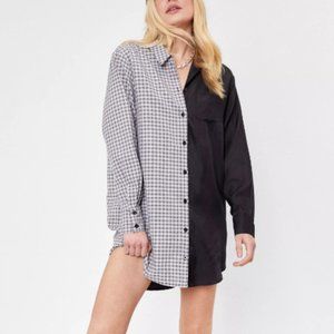 Nasty Gal Unworn Colorblock Two-Tone Plaid Check Shirt Dress